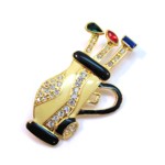 Cream colored Golf Bag Brooch with Rhinestones Cream colored Golf Bag Brooch with Rhinestones